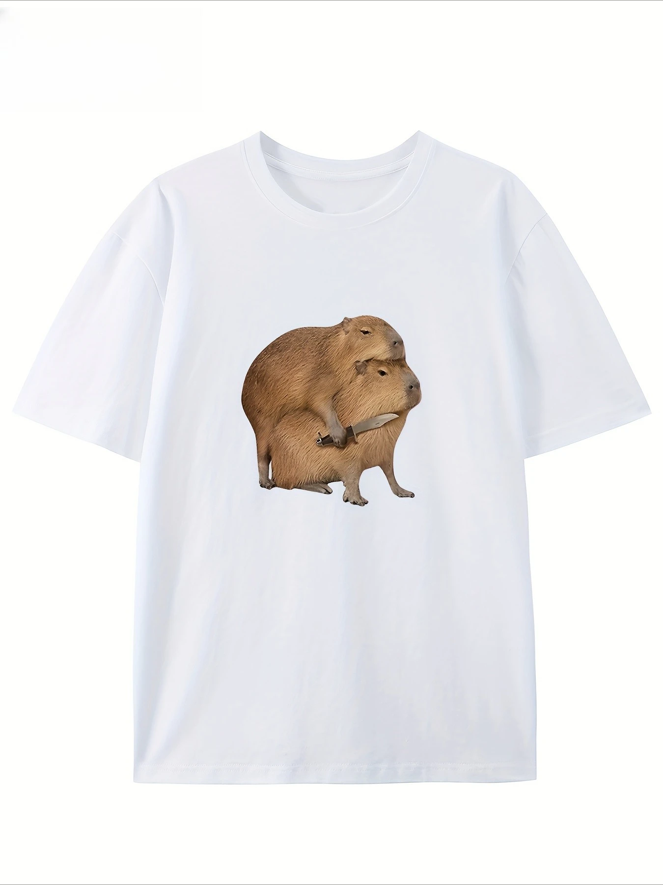 

Kapibara Graphic Printing Summer, Autumn and Winter Pure Cotton Casual and Comfortable Men's and Women's T-shirts Short Sleeves