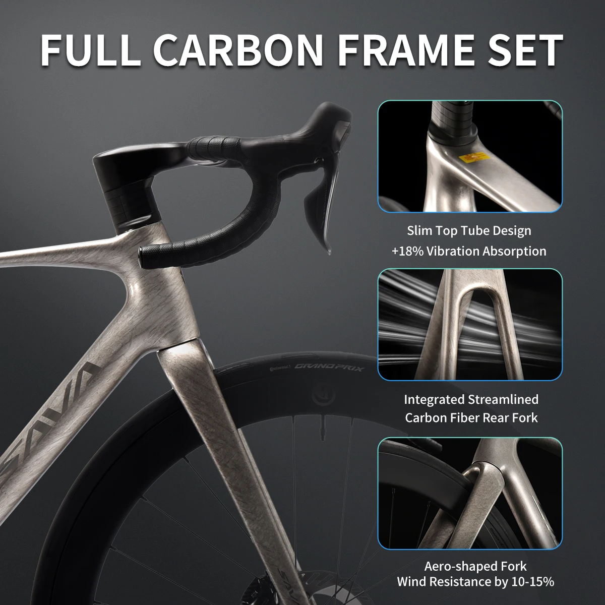 SAVA AEROX SLR8 Full Carbon Fiber E-Shift Road Bike with SHIMAN0 ULTEGRA 8170 Di2 Kit Racing Road Bike UCI+CE Approved view 5