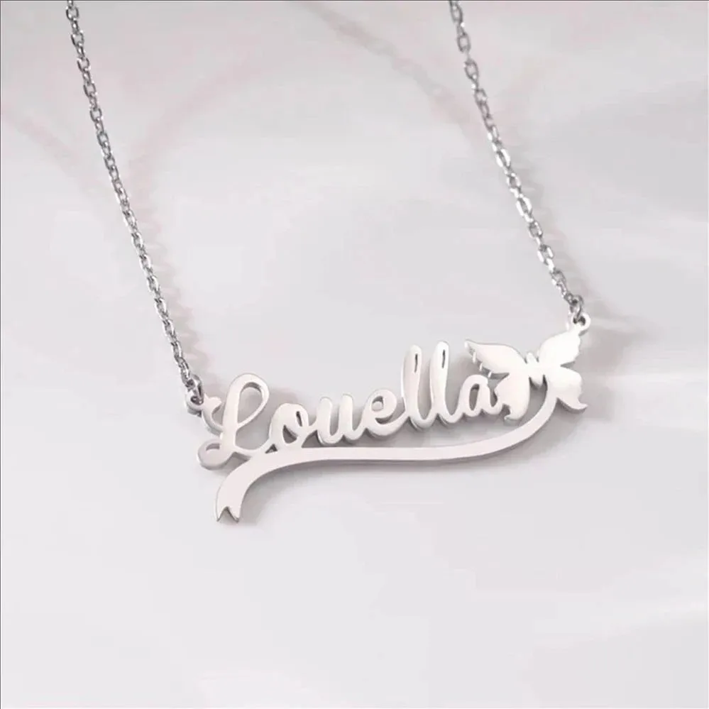 Customized Name Necklace Personalized Butterfly Style Stainless Steel Material High Quality Fashionable Item Jewelry Gift