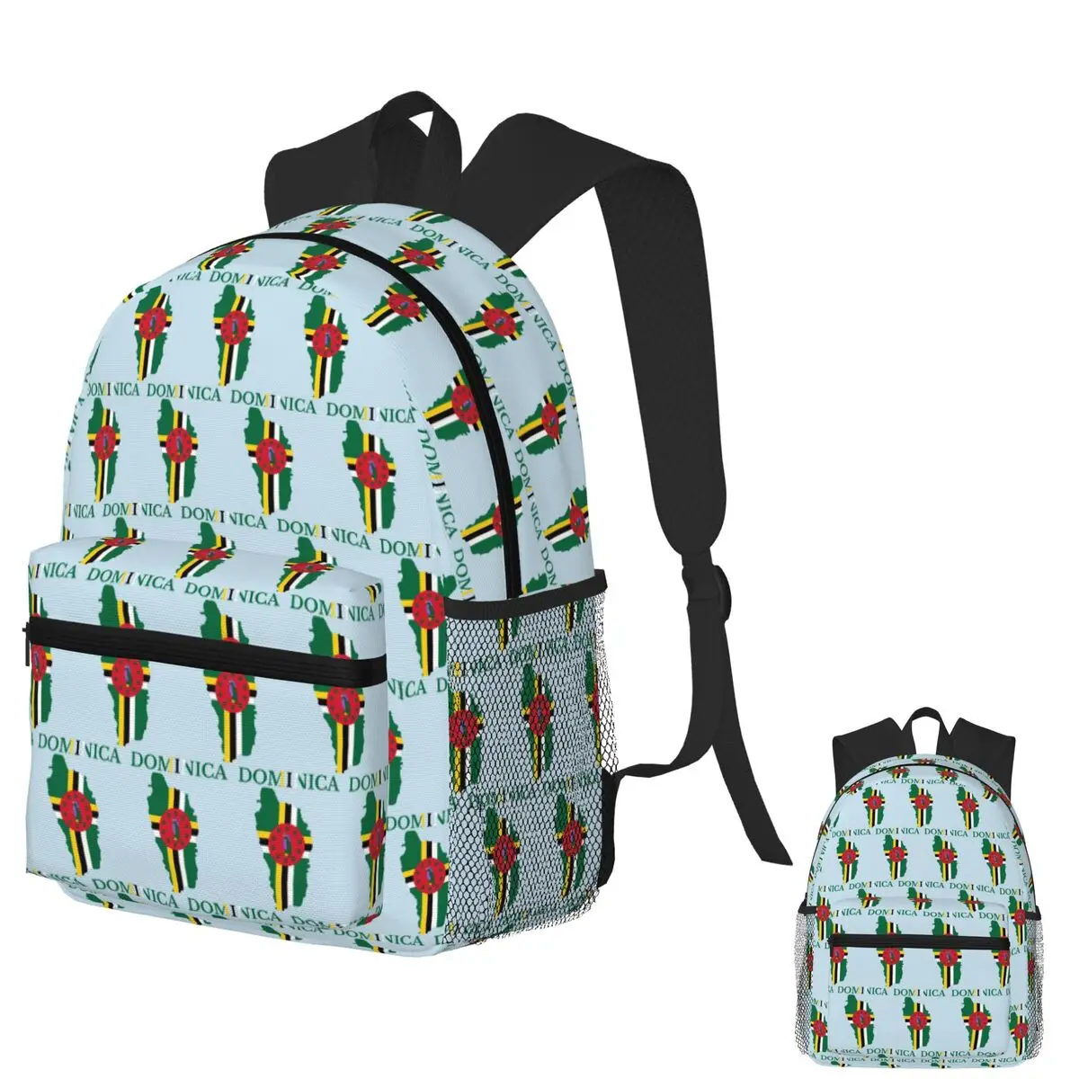 

Dominica Flag Map Student Backpack School Bag Hiking Travel Daypack for Boys Girls Fashion Bookbag Shoulder Bags