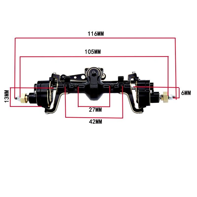 CNC New Metal Brass SCX24 Portal Axle with Servo Mount for 1/24 RC Crawler Car 90081 C10 JLU JEEP Gladiator Upgrade Parts