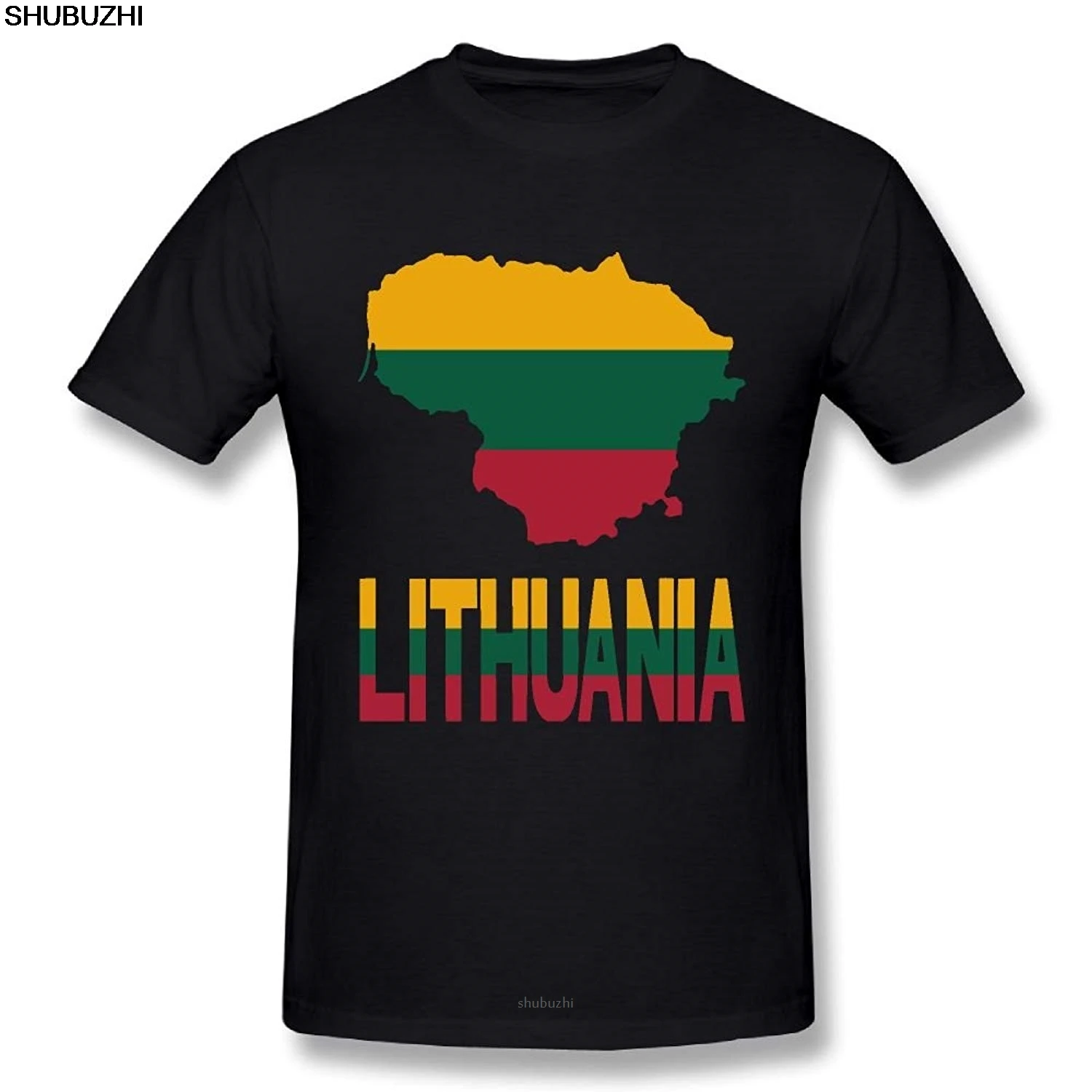 Funny Men's Lithuania Map Flag and Text  Cotton Prints Casual Short Sleeve T-Shirt Fashion T Shirt Brand sbz8245