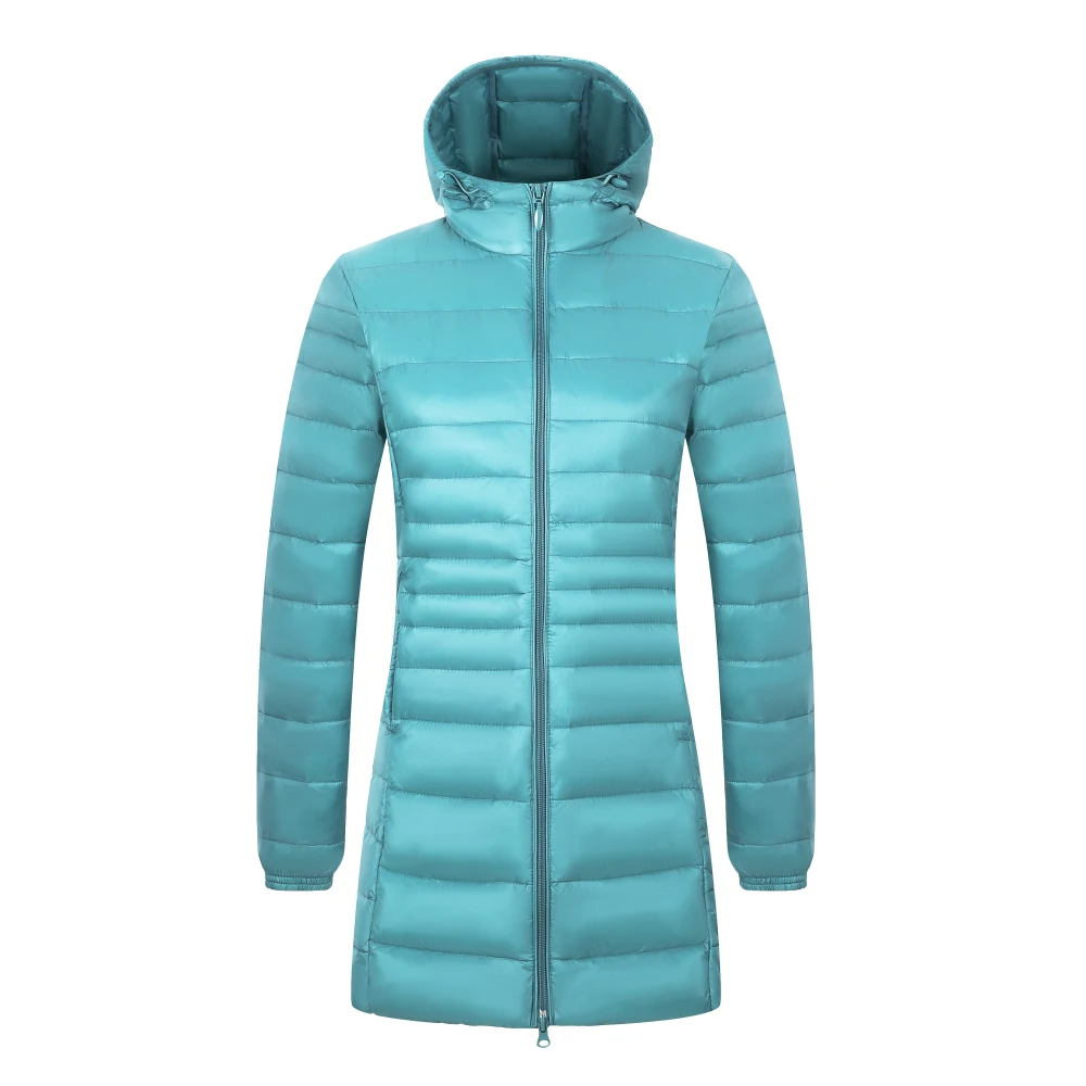 Ladies Long Warm Down Coat with Portable Storage Bag Women Light Down Jacket Women\'s Overcoats Hip-Length  High Street