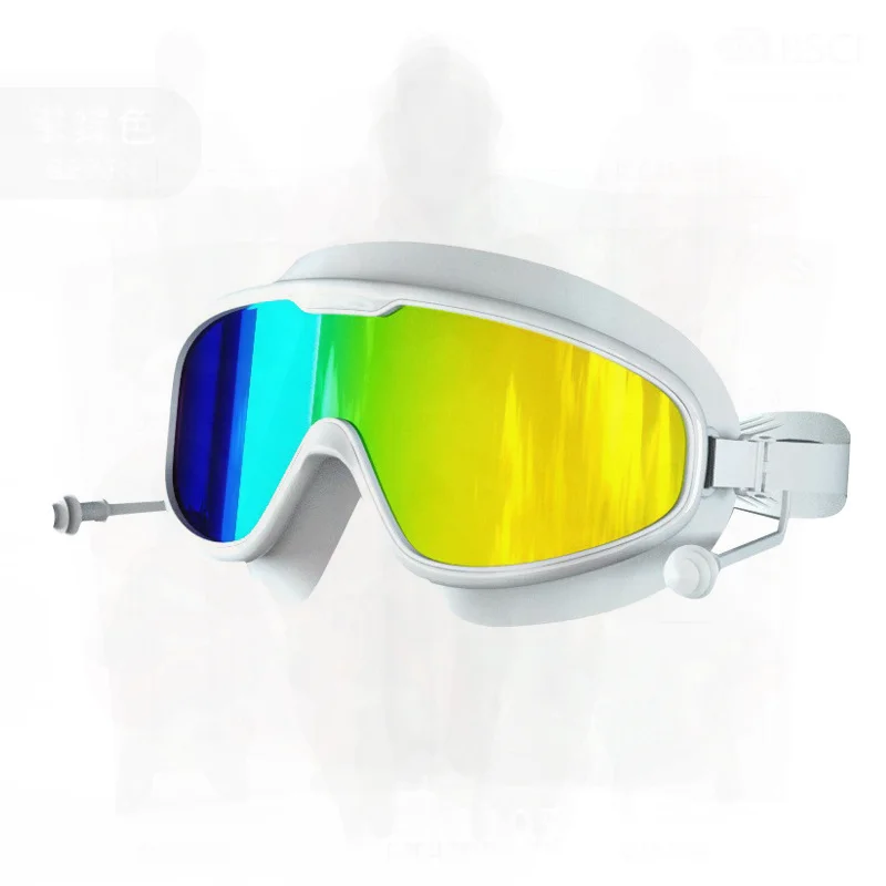 

Водонепроницаемые очки для плавания с защитой от запотевания в большой оправе и градусами для близорукости, мужские и женские очки для плавания с гальваническим покрытием