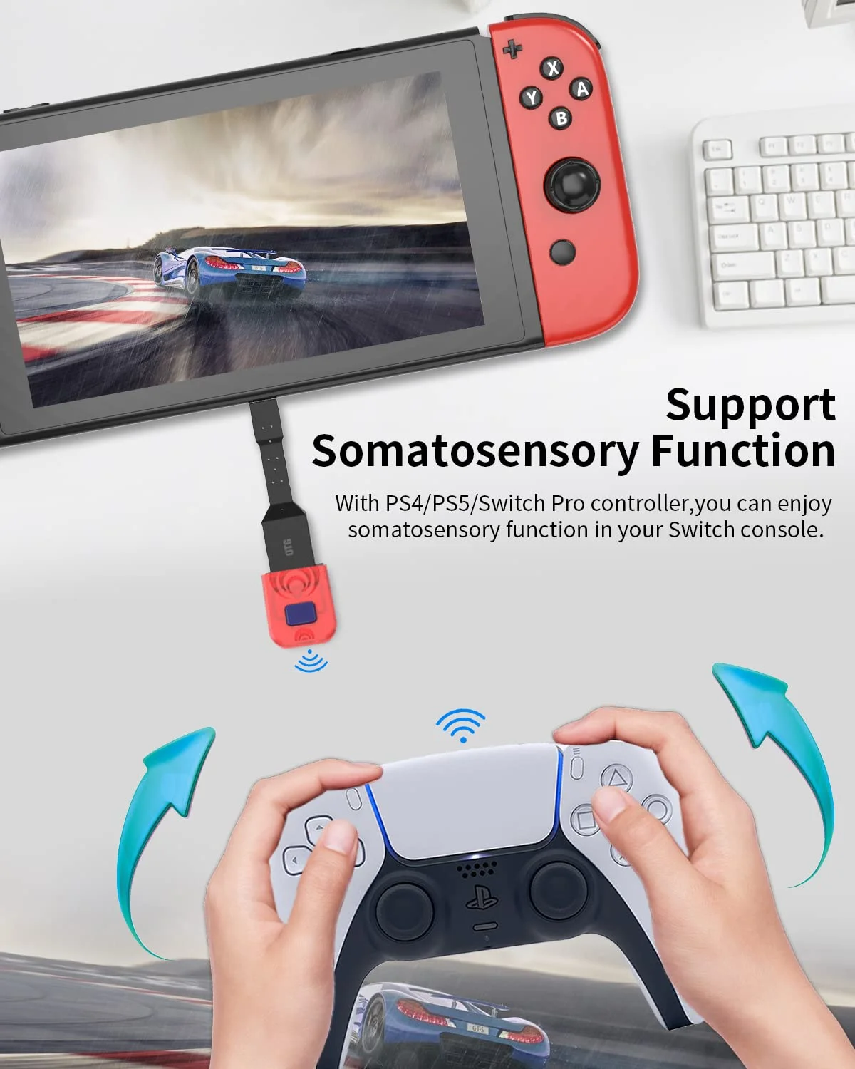 Aolion-Convertisseur adaptateur USB sans fil Bluetooth, récepteur, prise en charge, Nintendo Switch, PS5, PS4, manette PC, accessoires de jeu