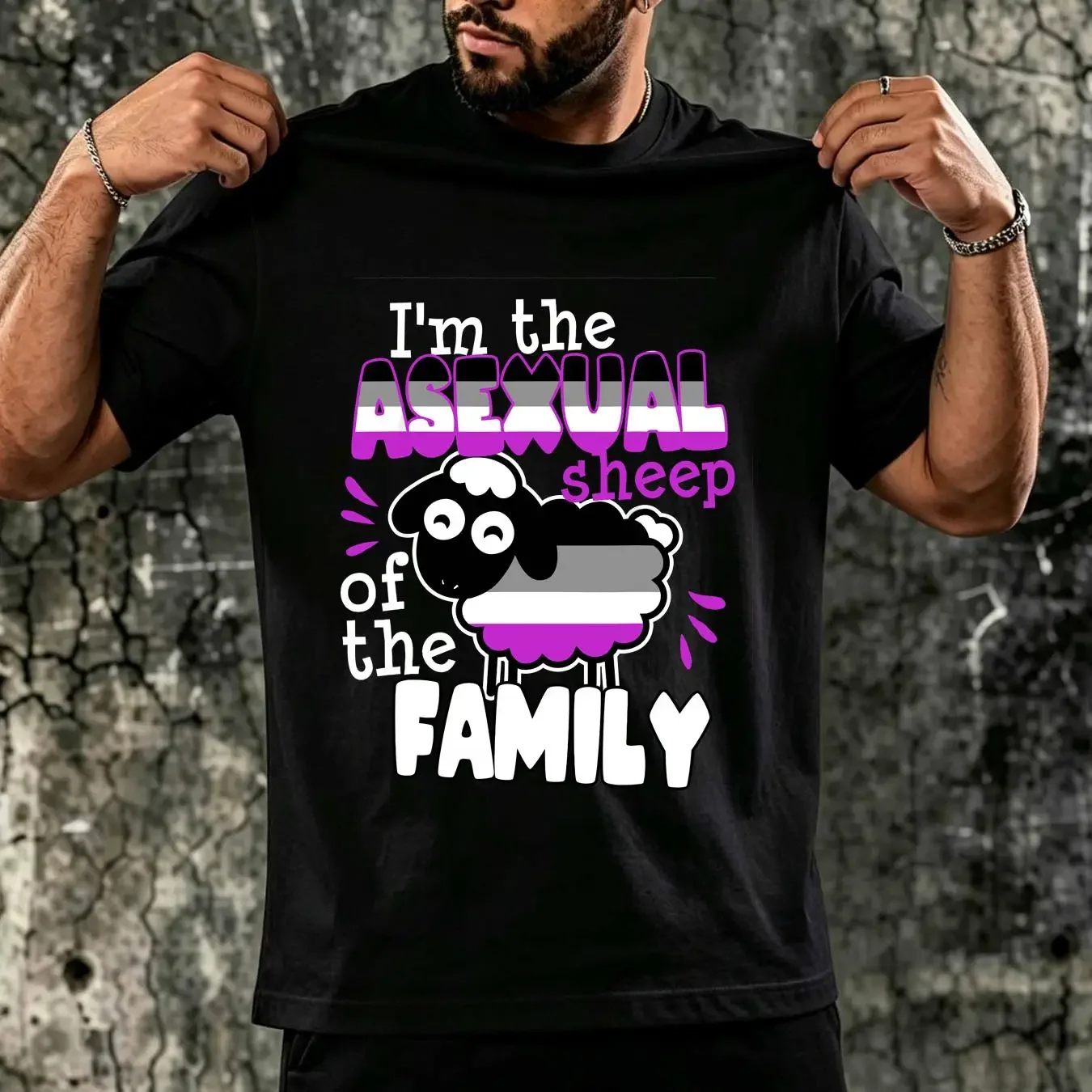 washed T Shirt Asexual Sheep of The Family Funny Pride Flag LGBTQ long or short sleeves vintage Washed Soft Unisex graphic