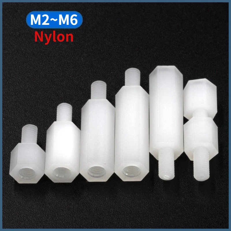 M2 M2.5 M3 M4 M5 M6 White Nylon Male to Female Hex Standoffs Threaded Pillar Mount PCB Board PC Motherboard Plastic Spacer Screw