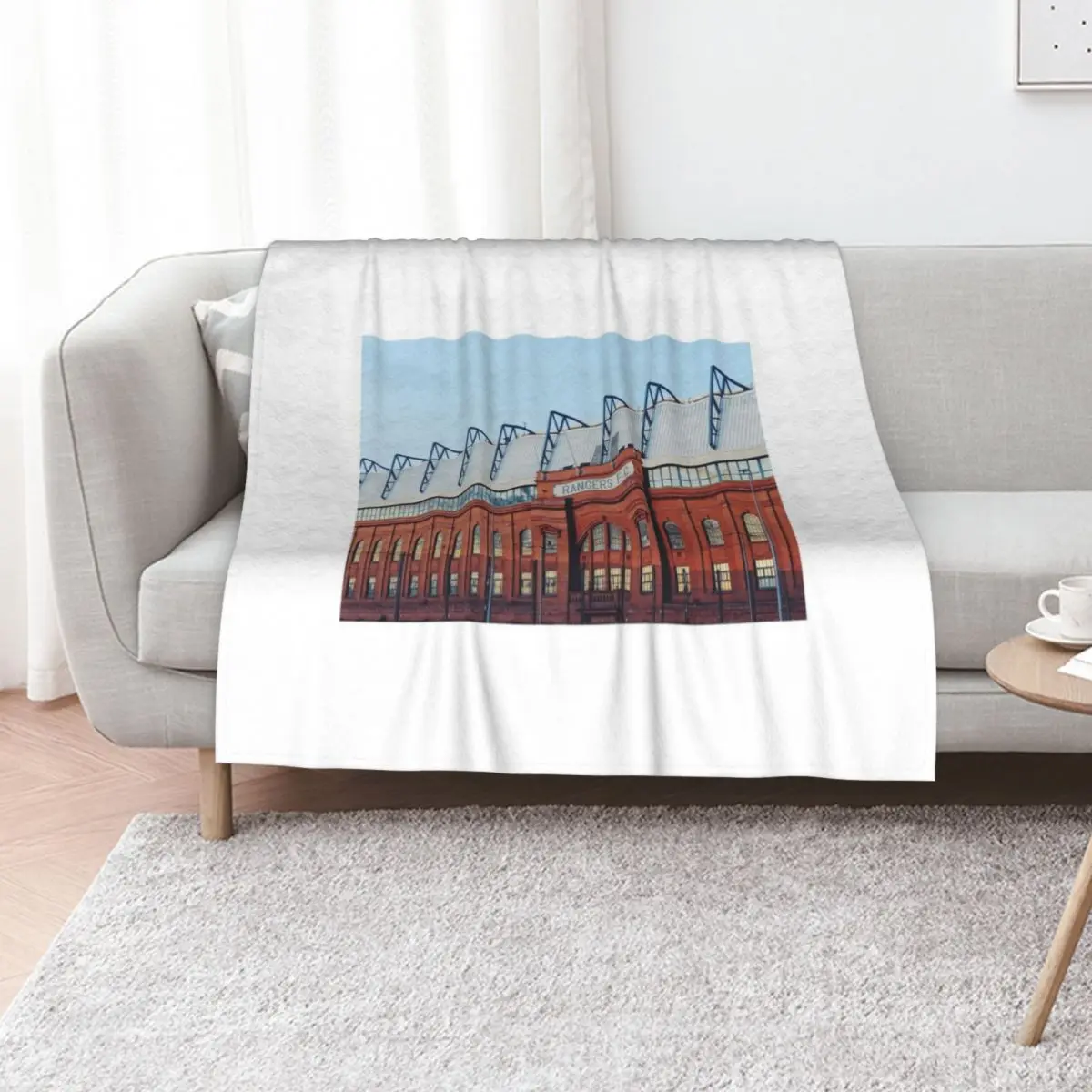 Ibrox Stadium at blue hour Throw Blanket Nap Blankets For Baby Thermal for babies Furry Soft Blankets