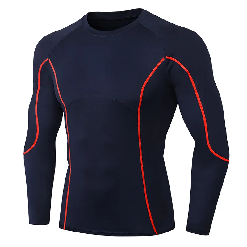 Men's Marathon Long Sleeve Running T-shirts Sport Men Quick-drying Breathable Round Neck Gym Top Outdoor Workout Gym Clothing