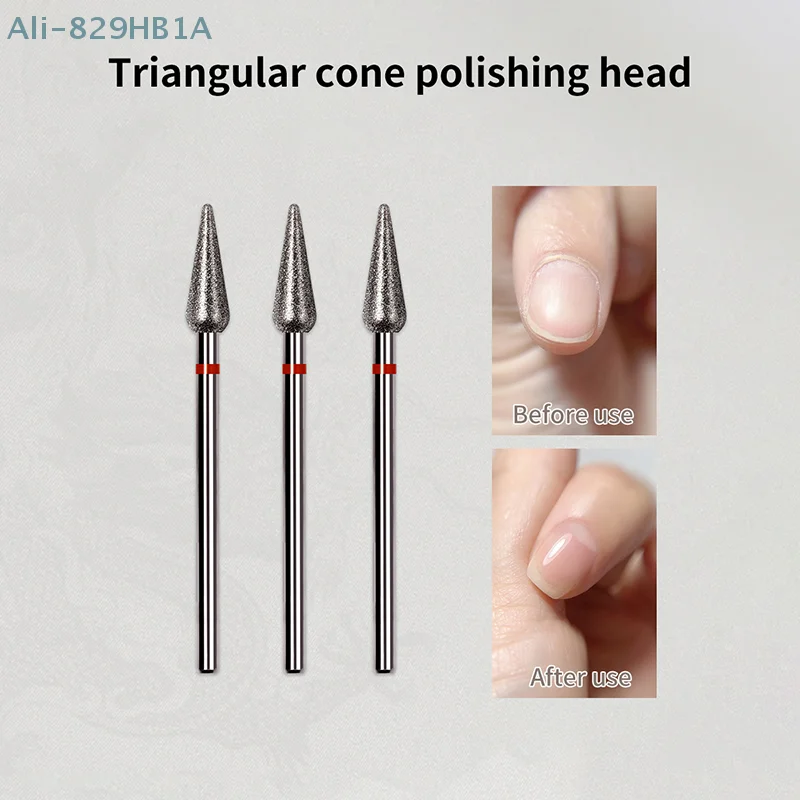 Triangular Cone Shape Diamond Nail Drill Bits Rotary Russian Cuticle Bit Electric Manicure Drill Nails Accessories Nail Art Tool