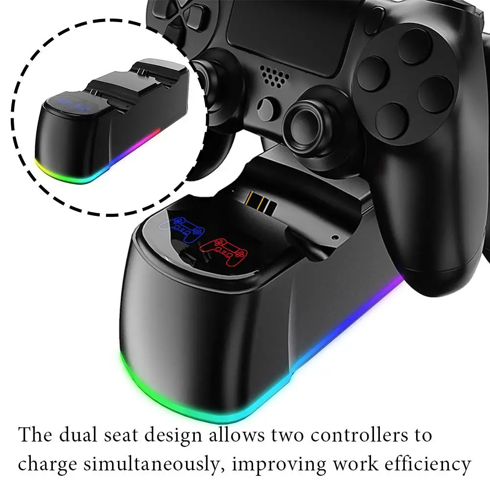 เกมคอนโทรลเลอร์ Dual Charger พร้อมไฟแสดงสถานะการชาร์จ Handle Blue Light ชาร์จคอนโทรลเลอร์เกมไร้สายฐานชาร์จสําหรับ G9O3