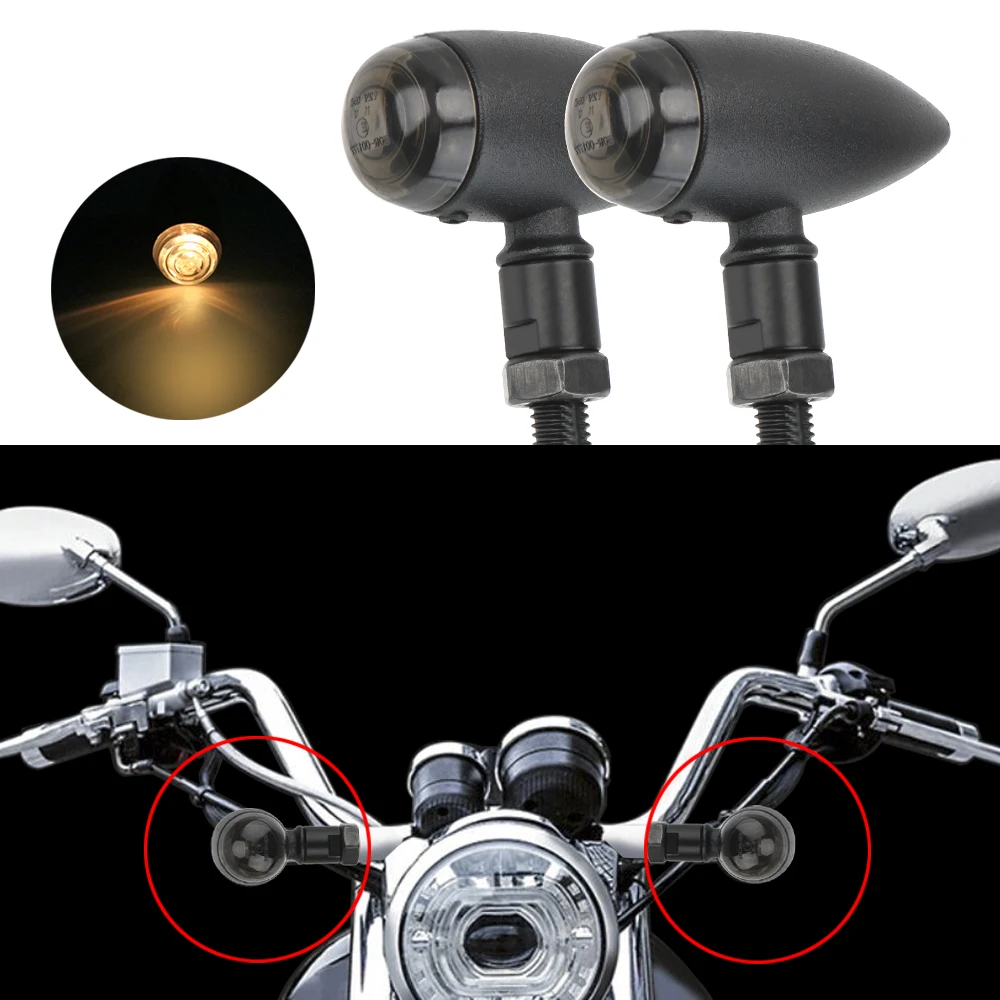 

Indicators Lights 2Pcs/set For Cruiser Chopper Cafe Racer Tail Light Motorcycle Bullet Turn Signals Blinker Lamp DC 12V