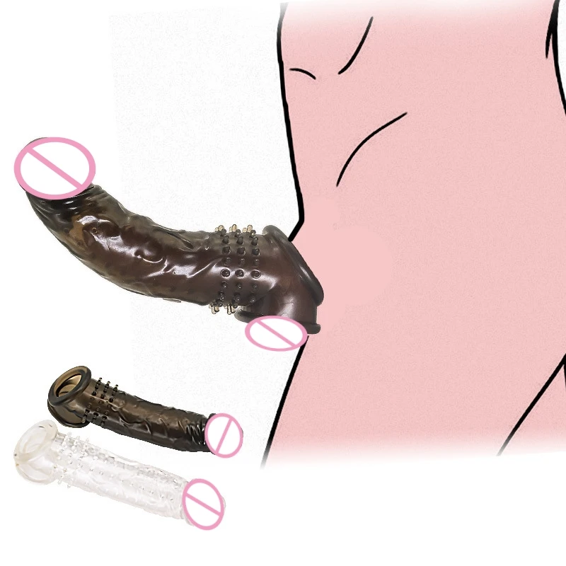 Big Penis Cover Extender Male Cock Enlargement Sexy Dick Reusable Sexuality Silicone Condom Funny Adult Erotic Toys for Men 18