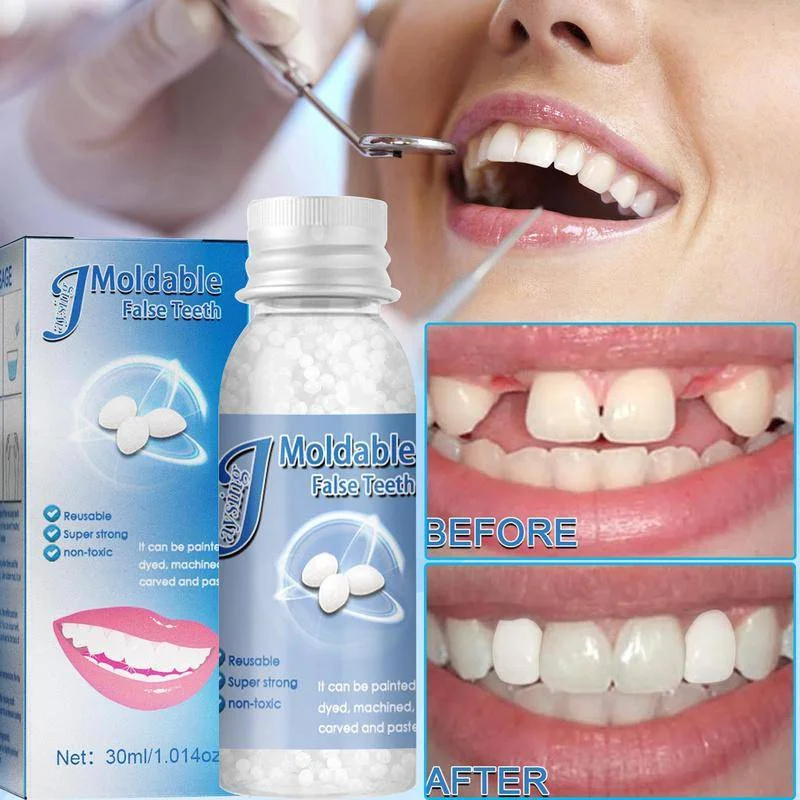 Dientes de Gel sólido para reparación temporal, accesorio térmico moldeable, adhesivo de bolas, dientes falsos para Halloween, temática aterradora