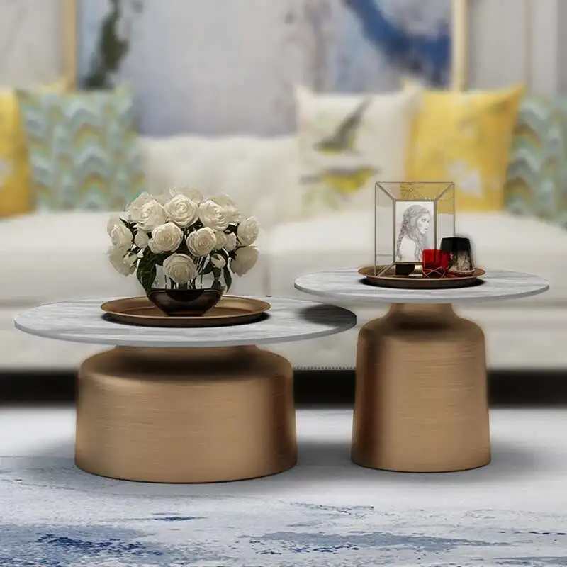 Japanese Designer Modern Coffee Table Marble Stone French Round Low Side Table Nordic Set Mueble Salon Living Room Decoration