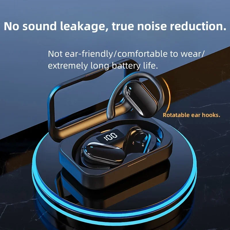 T80 HD Sound Quality OWS Sports Earphones Bluetooth 5.3 True Wireless Stereo with Ear Clip Earbuds with Calls Noise Reduction