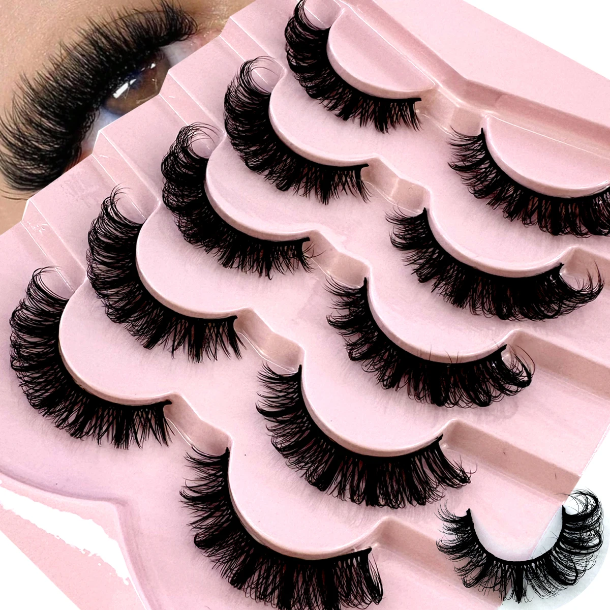 Neue 5 Paar russische Volumen-Wimpern im klassischen Cat-Eye-Stil, künstliche Nerz-Wimpern, natürliche DD-Curl-Wimpern, flauschige Kunstwimpern, Kreuzwimpern