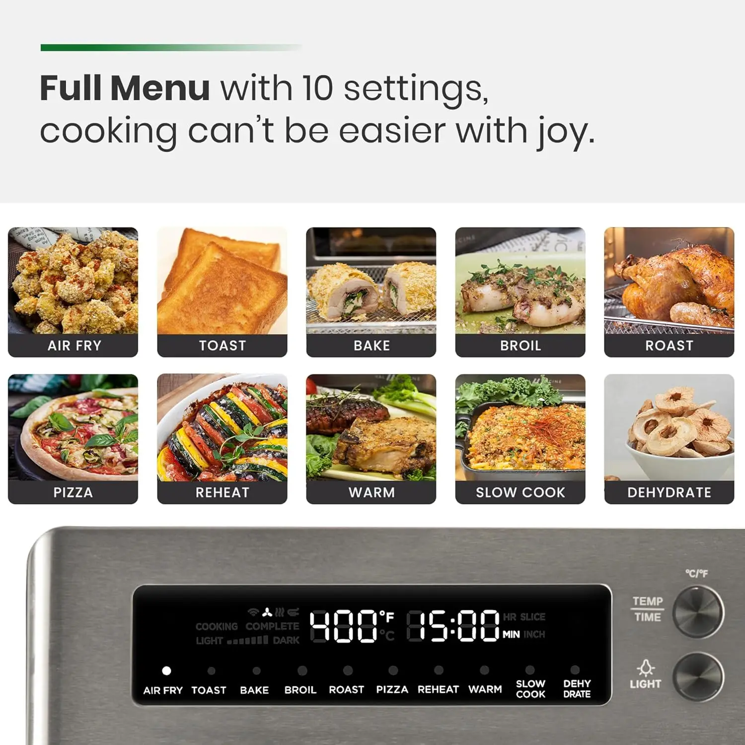 Air Fryer Toaster Oven, Extra Large Countertop Convection Oven 10-in-1 Combo, 6-Slice Toast, Enamel Baking Pan Easy Clean with R