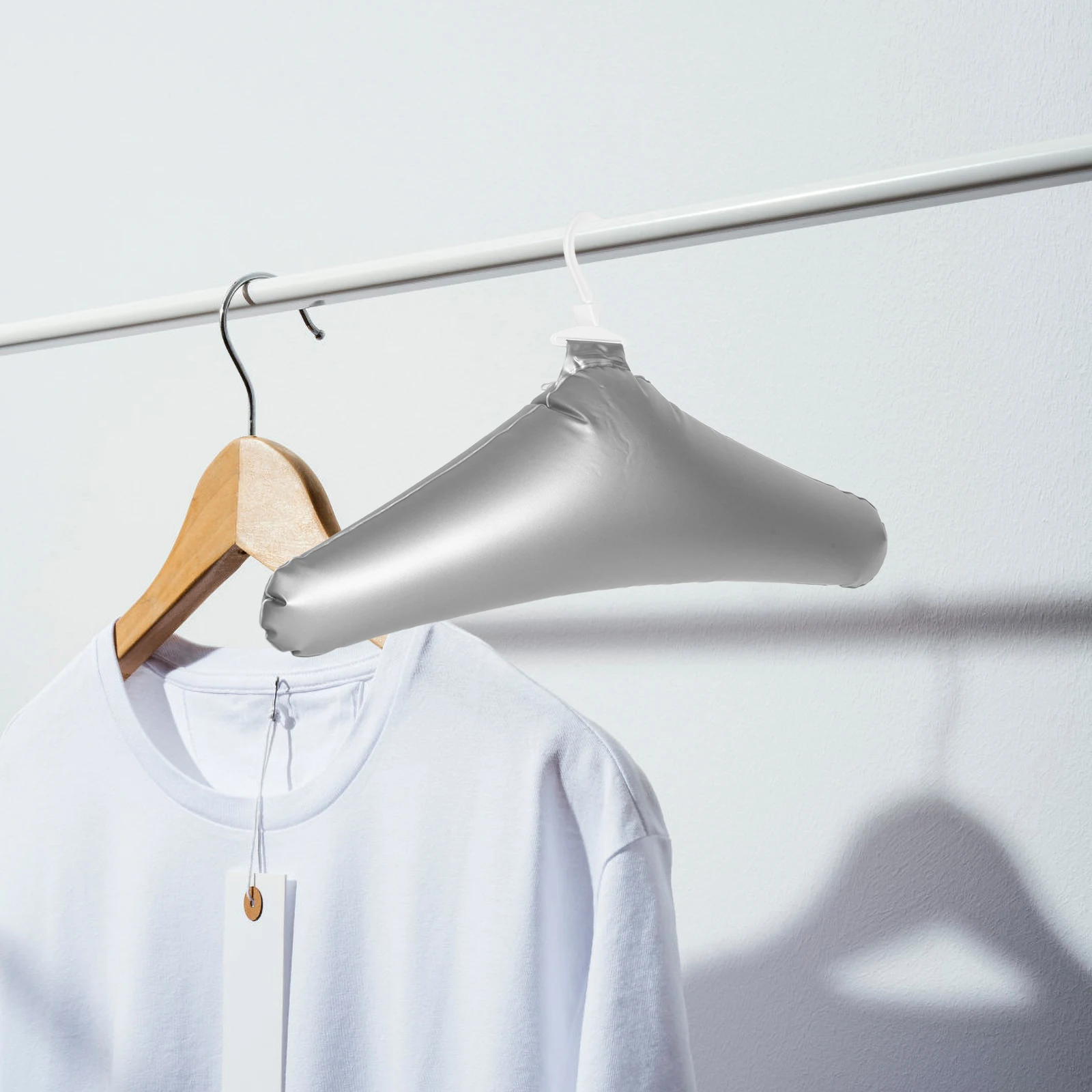 

3pcs Inflatable Hanger Clothes Drying Rack Grey PVC Plastic Travel Foldable SpaceSaving Hangers For Clothing Closet
