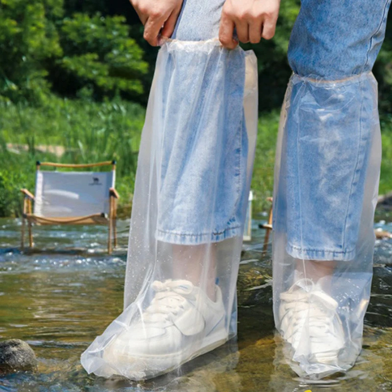 10 Nylon Waterproof Transparent Outdoor Disposable Shoe Cases, Durable Rain Feet Cover