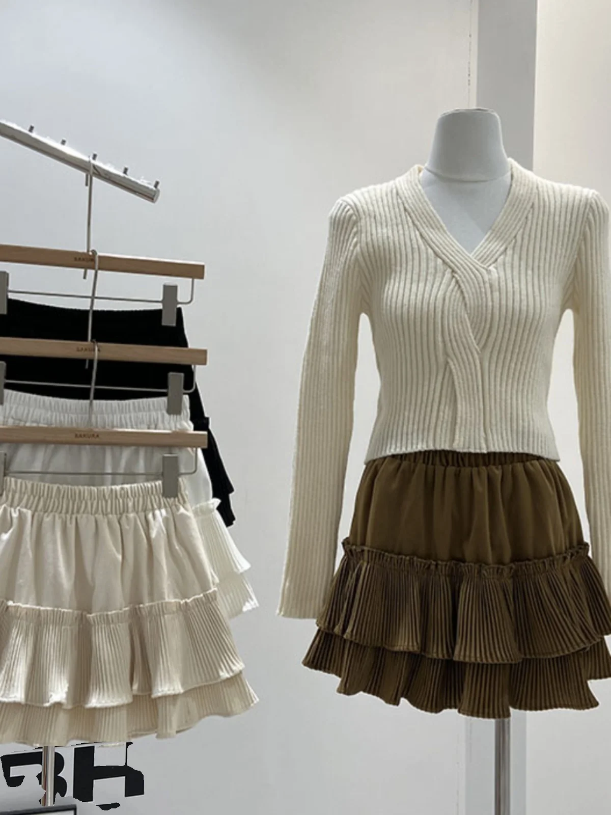 

Velvet plus Size f Skirt Women's High Waist Slimming ort Cake Puffy Skirt Spring New Sle Fro Skirt Gathered Hem