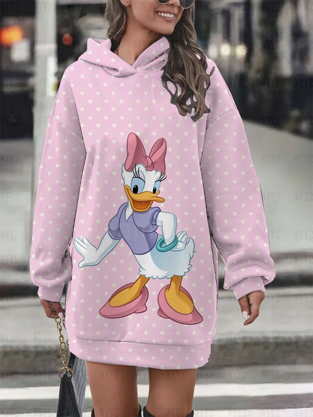 Disney Donald Duck Daisy Ms. New Printed Hoodie Sweater Dress Casual Street Simple Style Fashion Party Dress Sweater Dress Top