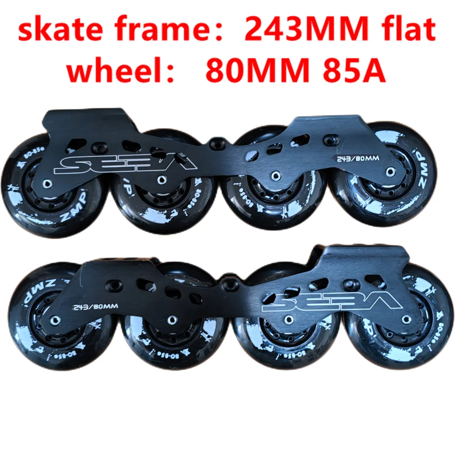 Free shipping skates frame flat 243mm with wheels 80mm 85a