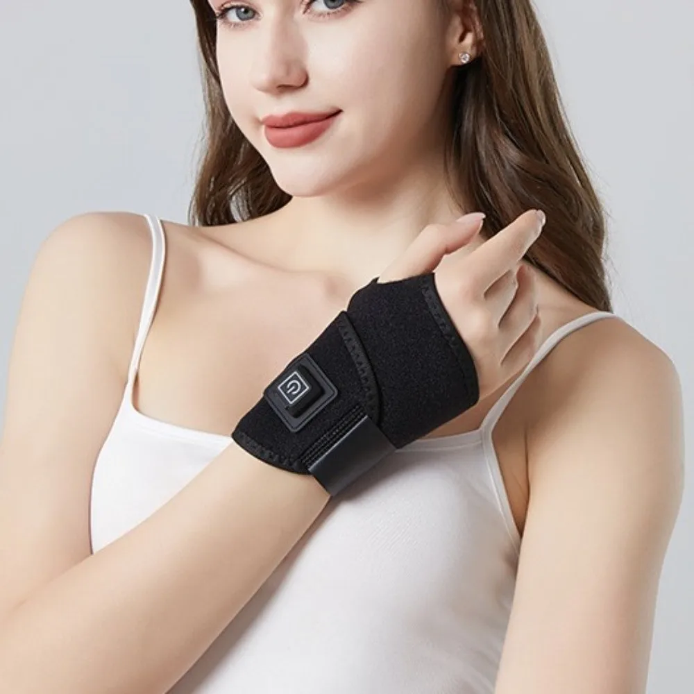USB-Powered Dual-Head Heated Wrist Massager 3 Heat Settings Breathable Heated Wrist Joints Brace Portable Comfortable