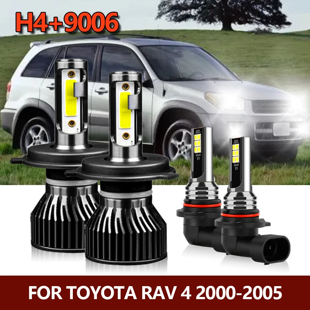 

LSlight LED Headlight Hi/Lo H4 Bright Auto Luces 12V Lamps For Toyota RAV 4 RAV4 2000 2001 2002 2003 2004 2005 Car Fog Bulb 9006