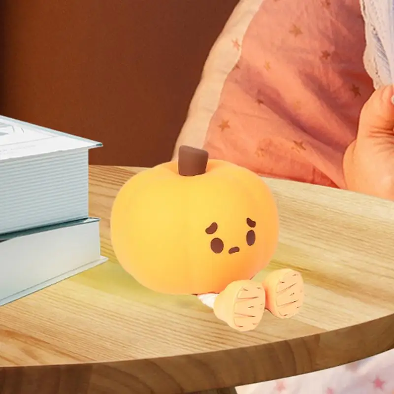 Cute Lamps For Bedrooms Silicone Light Up Pumpkin Unique Soft Silicone Squeeze Lamp With Touch Control 3 Light Adjustable