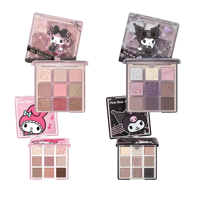 Pinkbear Kawaii My Melody Kuromi Nine-Color Matte Eyeshadow Palette Anime Sanrio Girl Heart Cute Everyday Eyeshadow Palette