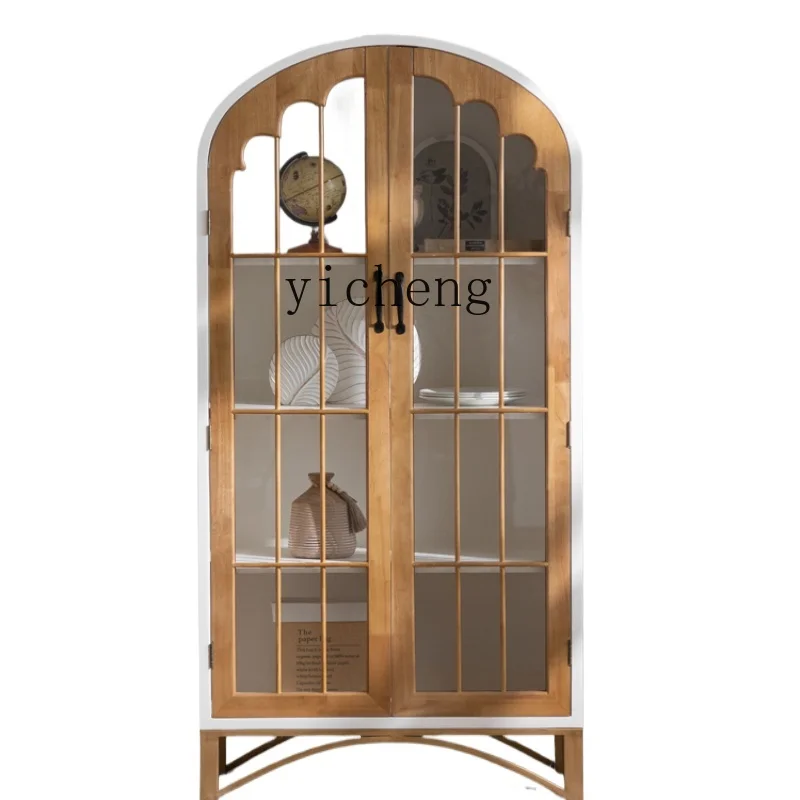 Z Solid Wood Display Cabinet Made of Glass Doll Hand-Made Storage Cabinet Dining Side Locker