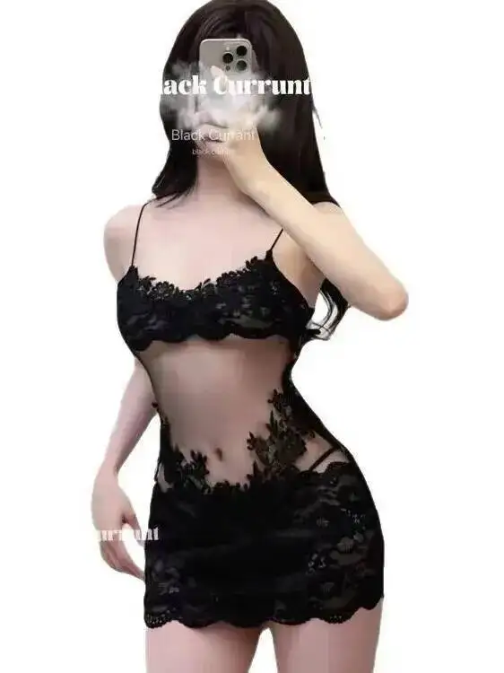 Minivestido Sexy de malla transparente para mujer, minivestido con tirantes de retazos de encaje, Espalda descubierta, tirantes en V profundo, sin mangas, encantador 4L5J