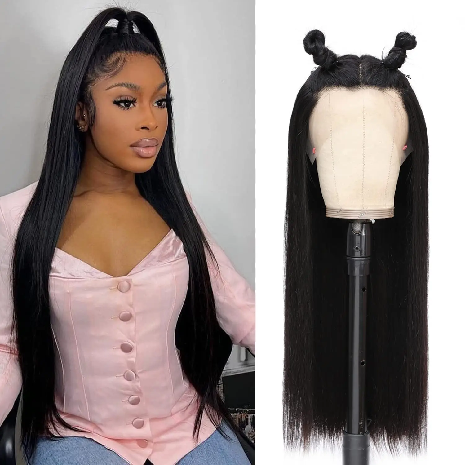 

Straight Glueless Wig Human Hair 200% 6X4 HD Pre Cut Lace Closure Human Hair Wigs Brazilian Ready To Wear Lace Wig Human Hair
