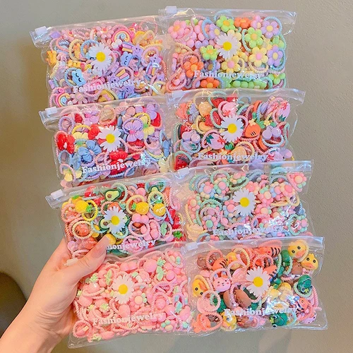 Imagen 2 del producto Banda de goma para niños, banda de goma para niñas, accesorios para el cabello duraderos de alta elasticidad, no daña el cabello, Scrunchie pequeño de regalo