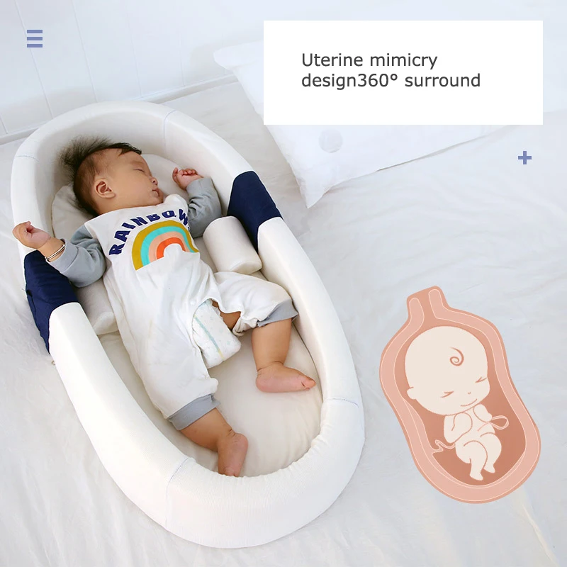 Portable Nest Bed Baby Crib Foldable Movable Newborn Bed Bumper Protection Anti-pressure Baby Lounger With Mosquito Net