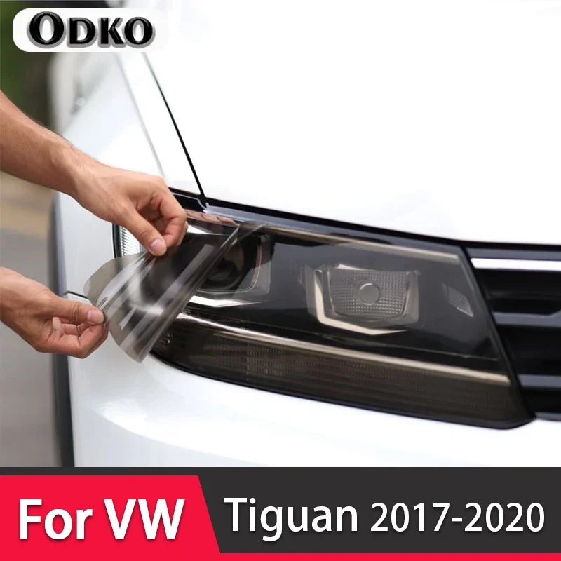 

Car Headlight Protective Film Headlamp Transparent Black TPU Sticker For Volkswagen VW Tiguan 2017 2018 2019 2020 Accessories