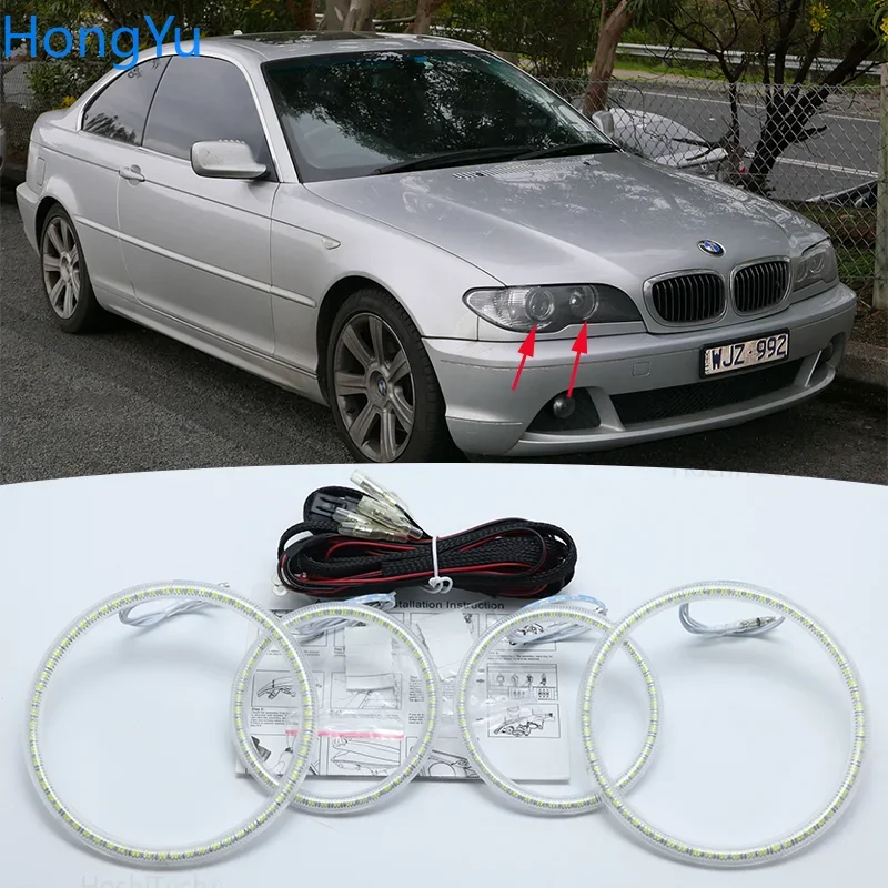 Excellent Angel Eyes Ultra Bright Smd Led Angel Eyes Kit  Rings for BMW 3 Series E46 Convertible Coupe Cabrio 2004 2005 2006