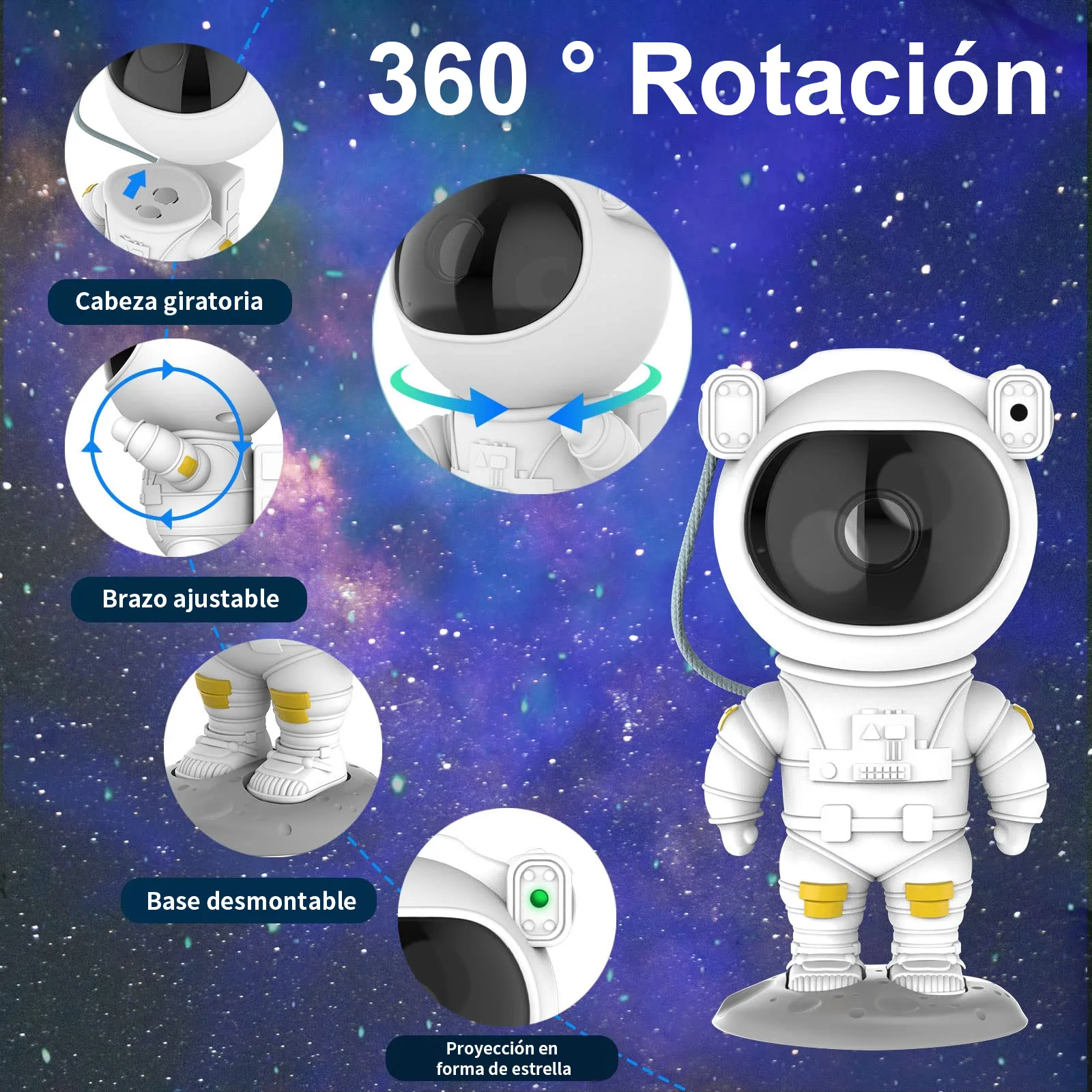 Proyektor Galaxy, proyektor bintang, Tiktok astronot Nebula lampu malam, proyektor cahaya, lampu bintang untuk kamar tidur, dekorasi ruang game