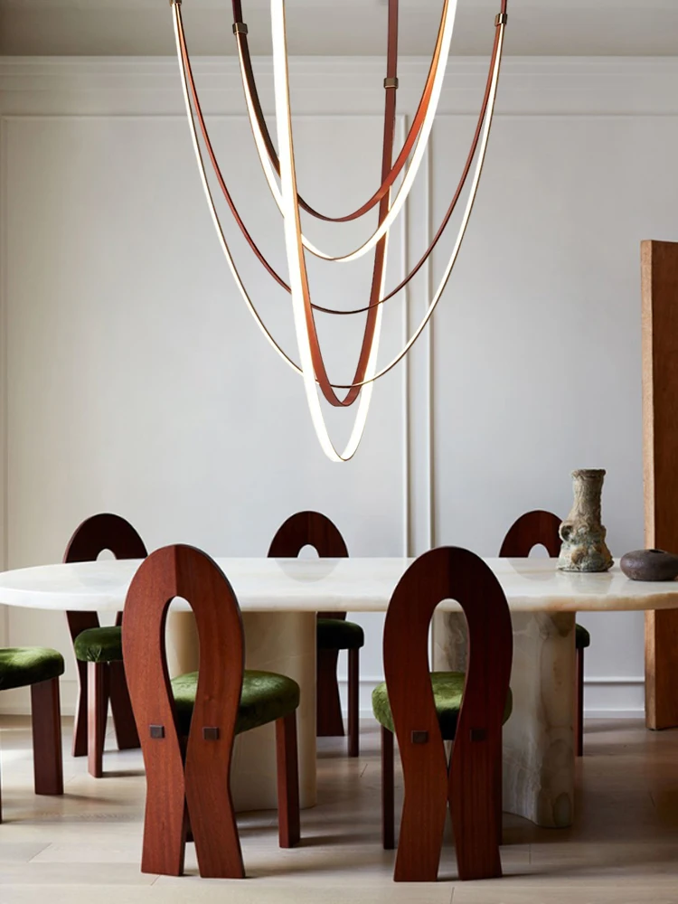 

Modern High ceiling Long Leather Belt Series Chandelier Lighting,Suspension Luminaire Hanging Lampen For Living Room Decoration