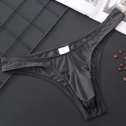 Men's Thongs Panties Sexy Low Waist G-String for Men Underwear Bulge Pouch T-back Breathable Soft Bikini Briefs Black Underpants