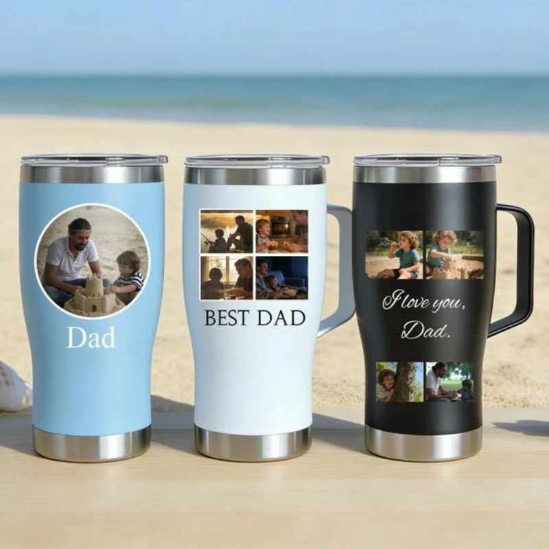 Personalized Photo Tumbler 20oz Custom Logo Stainless Steel Insulated Cup Anniversary Birthday Valentine Gift for Couples Family
