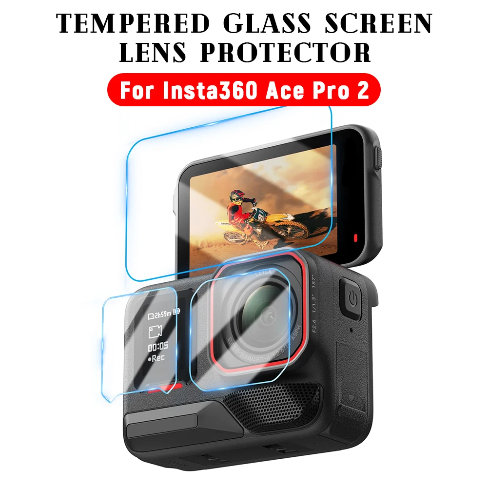 2 Pack Tempered Glass Screen Protector for For Insta360 Ace Pro 2  Lens Protection Protective Film 9H For Insta360 Ace Pro 2 Cam