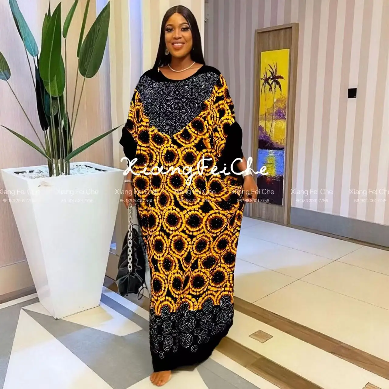 ملابس نسائية طويلة عصرية جديدة لعام 2025 فضفاضة مناسبة للصيف الأفريقي مطبوعة من القطن للشرق الأوسط قابلة للتنفس #2