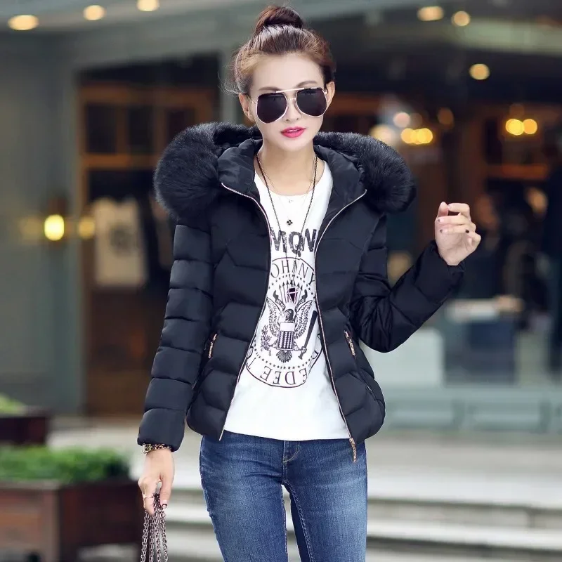 2024 Artificial raccoon fur collar winter jacket women Winter And Autumn Wear High Quality Parkas Outwear Women Coats