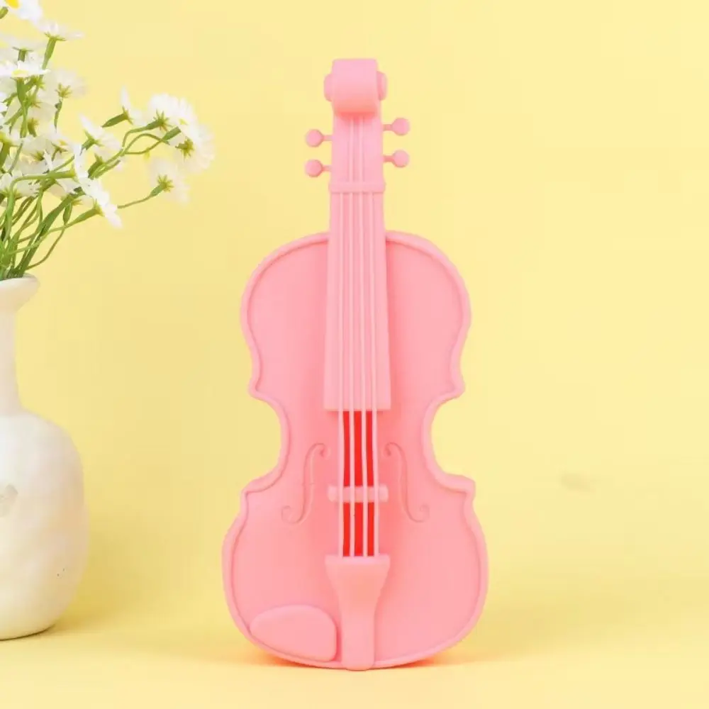 Silicone Material Violin Pen Bag Zipper Closure High Appearance Level Violin stationery bag Creative Design Decorative Gift
