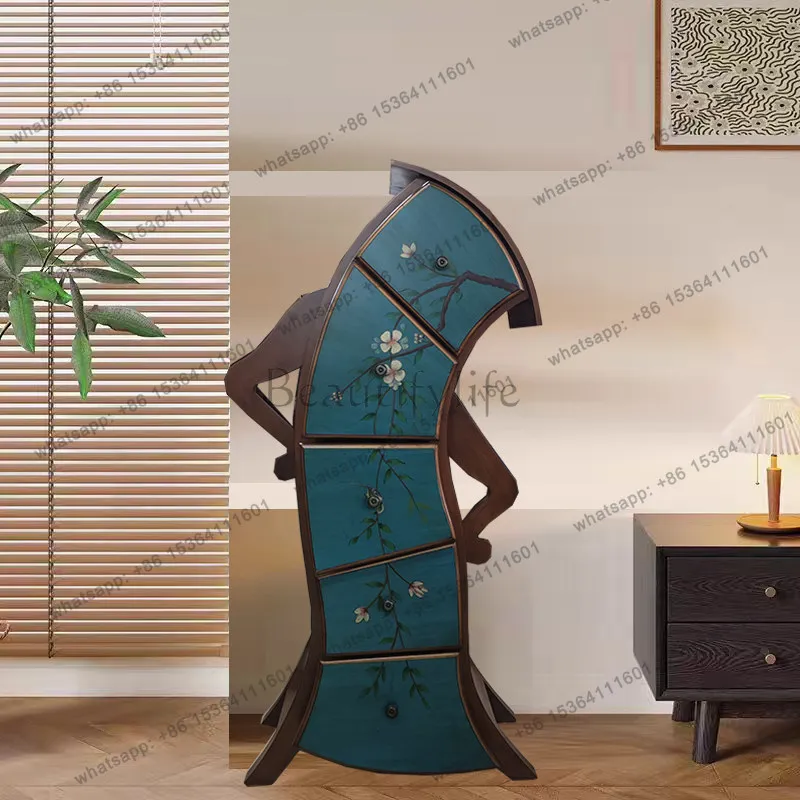 Human-shaped decorative drawers, chest cabinets, medieval light luxury foyer decorative cabinets