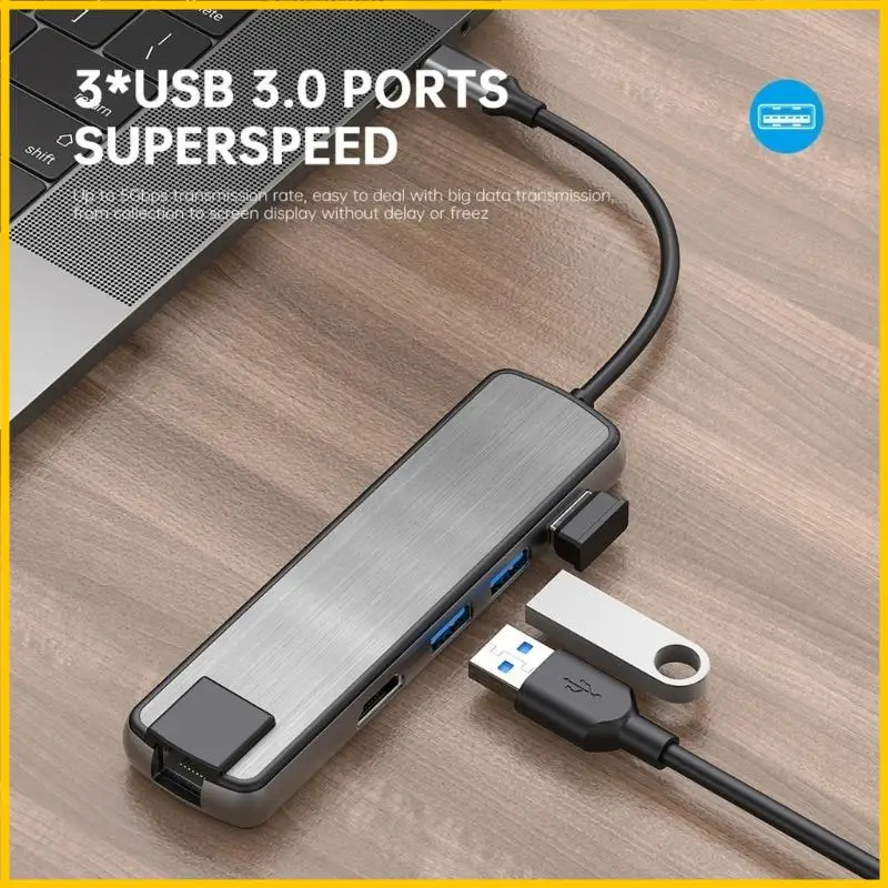

USB C HUB USB C Adapter 6 в 1 с USB PD60W Gigabits Ethernet Port USB3.0