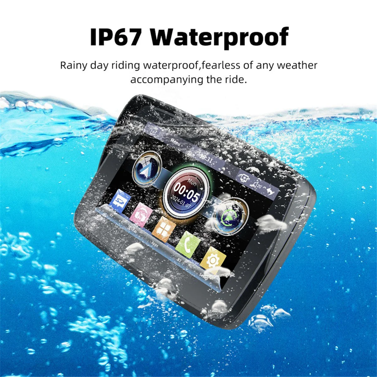 5 Inch Motorcycle Wireless Carplay Android Auto Portable Navigation GPS Screen Motorcycle Waterproof Display