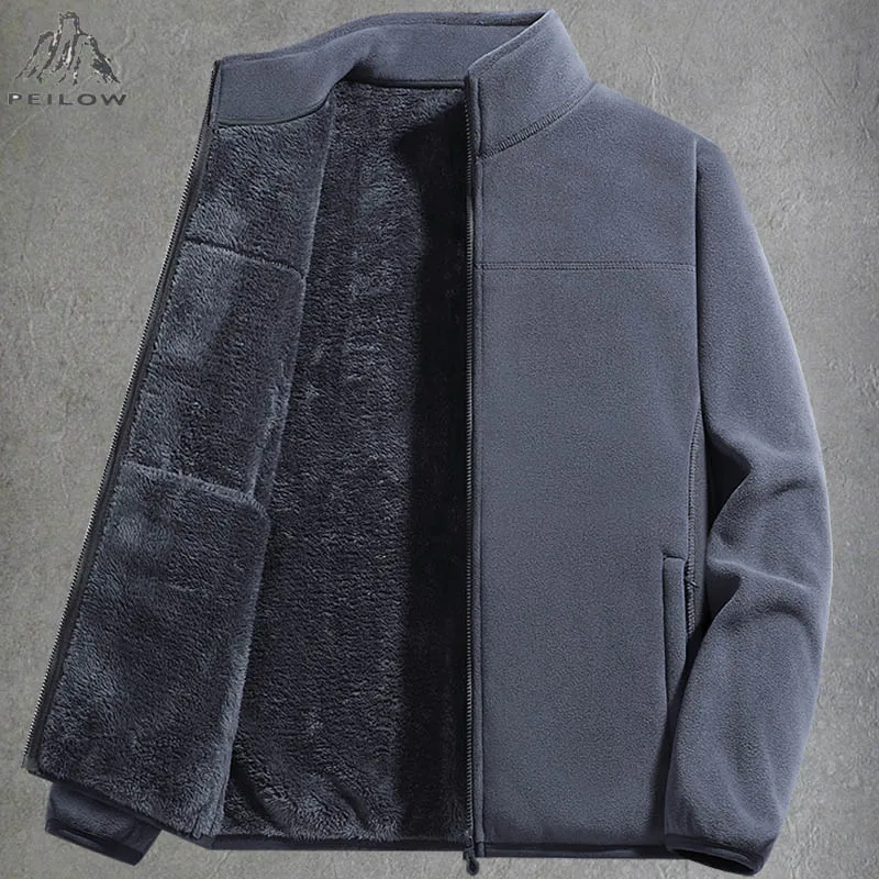 Men's Polar Fleece Jacket Winter Windproof Stand Collar Coat Zip-Up Thermal Wool Lined Coats Casual Warm Outwear Men Clothing